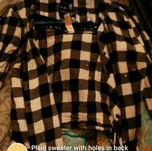 Plaid flannel with holes in back